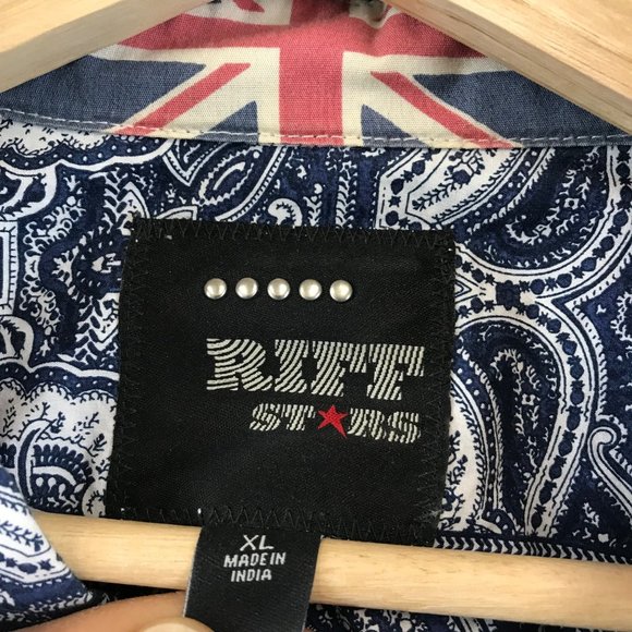 Rolling Stones Riff Stars Mens XL Shirt Button Front 100% Cotton All Over Print - Picture 5 of 11